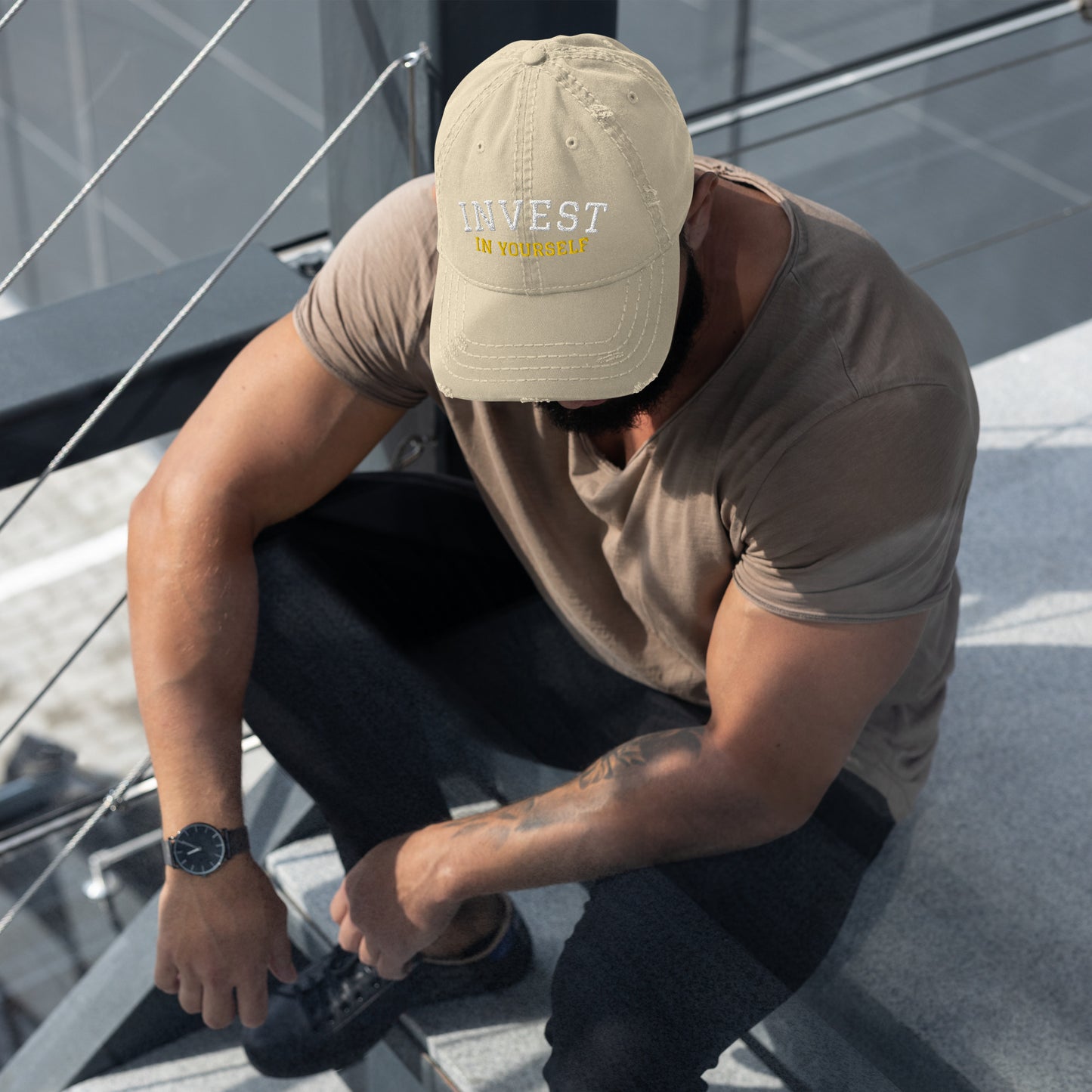 INVEST - Distressed Dad Hat