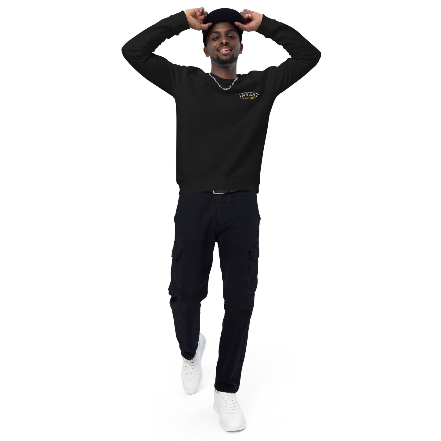 INVEST IN YOURSELF - Unisex organic raglan sweatshirt