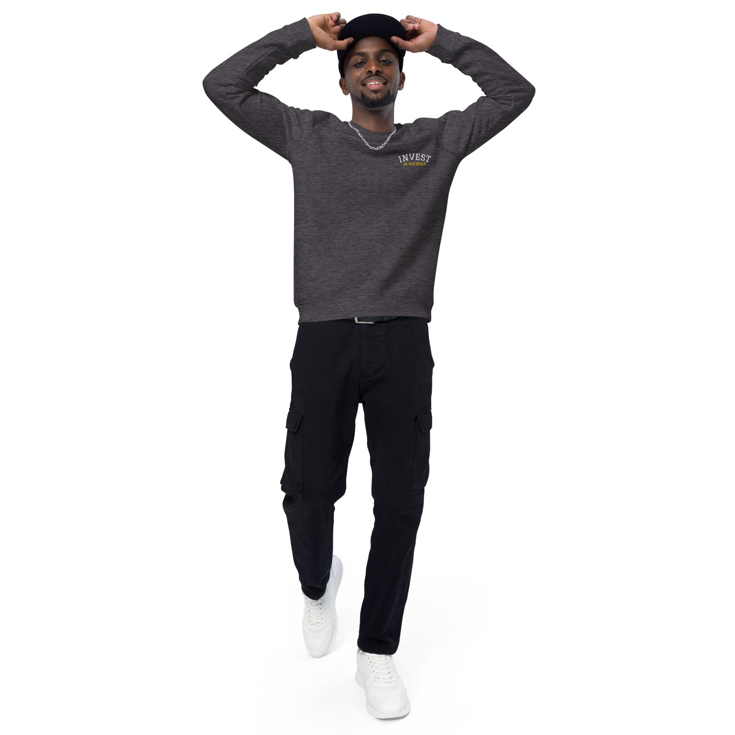 INVEST IN YOURSELF - Unisex organic raglan sweatshirt