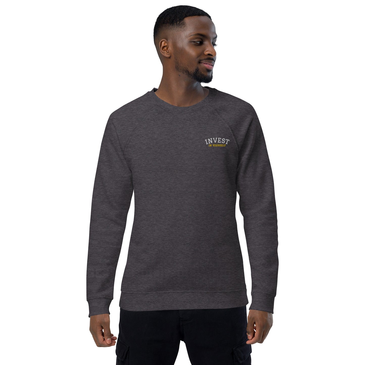 INVEST IN YOURSELF - Unisex organic raglan sweatshirt