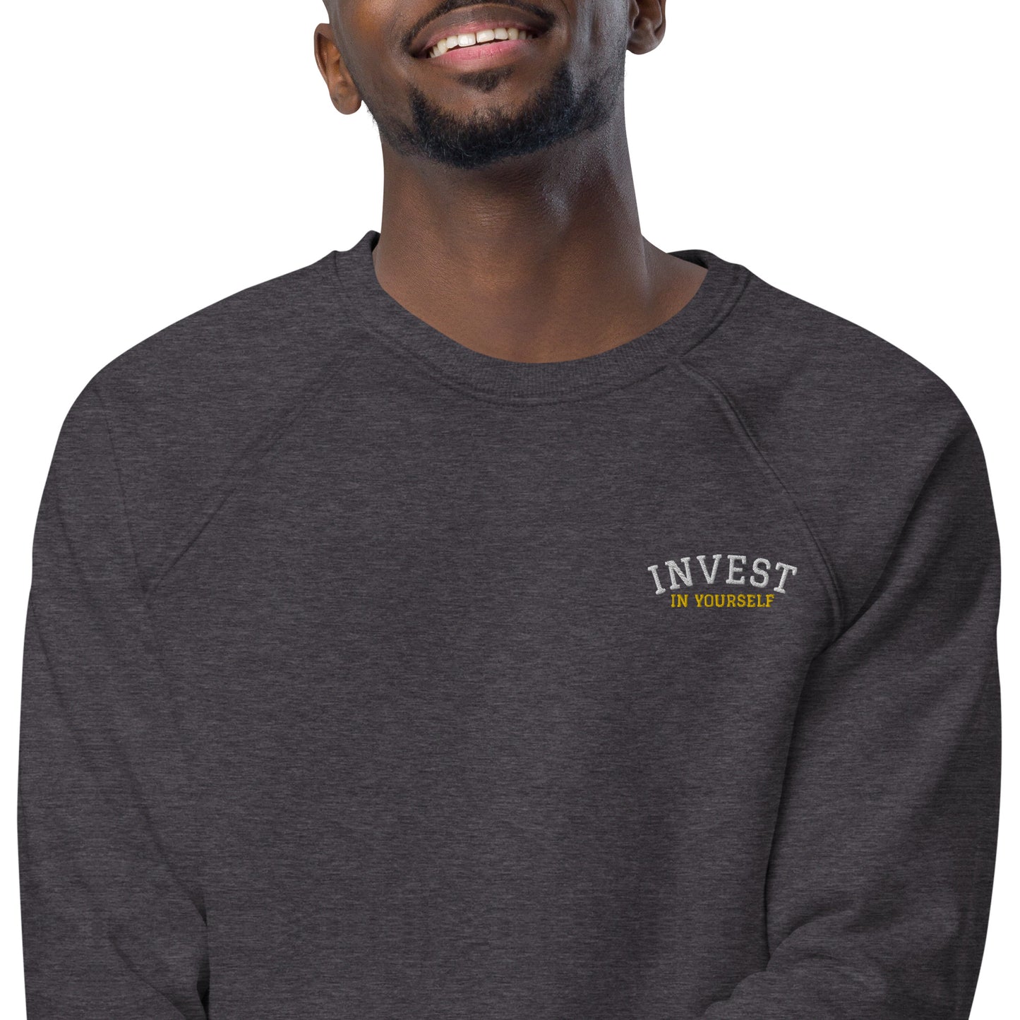 INVEST IN YOURSELF - Unisex organic raglan sweatshirt